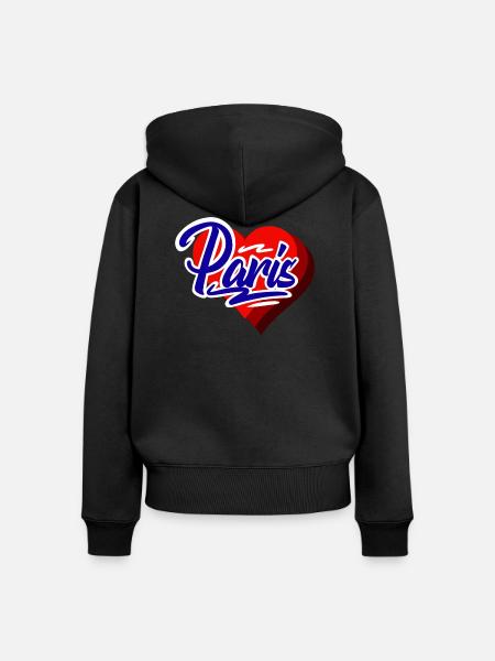 Paris - Frauen Premium Bio Zip Hoodie - Schwarz