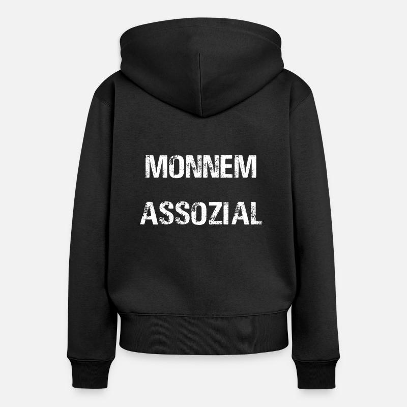 Monnem Associal - Sweat à capuche zippé Premium bio Femme - noir