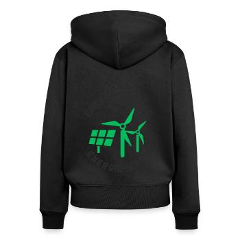 Energiewende Energieende - Frauen Premium Bio Zip Hoodie - Schwarz - Hinten - Julia (174cm)