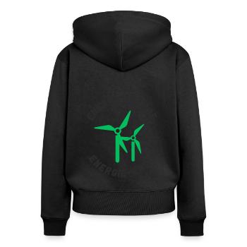 Energiewende Energieende - Frauen Premium Bio Zip Hoodie - Schwarz - Hinten - Julia (174cm)