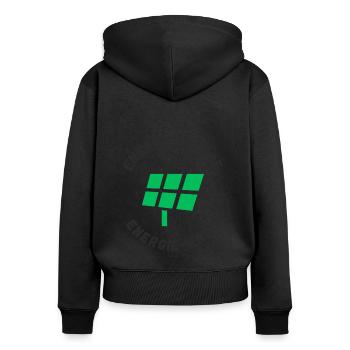 Energiewende Energieende - Frauen Premium Bio Zip Hoodie - Schwarz - Hinten - Julia (174cm)