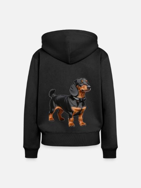 Dachshund - Frauen Premium Bio Zip Hoodie - Schwarz