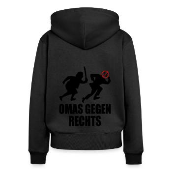Omas gegen rechts - Frauen Premium Bio Zip Hoodie - Schwarz - Hinten - Julia (174cm)