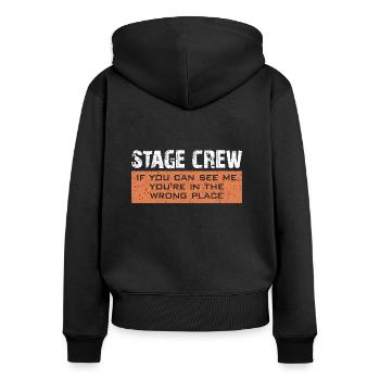 Stage Crew | Bühnenarbeiter | Roadie - Frauen Premium Bio Zip Hoodie - Schwarz - Hinten - Julia (174cm)