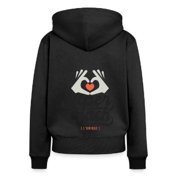 Super coach l unique cadeau coach entraineur - Sweat à capuche zippé Premium bio Femme - noir - Dos - Julia (174cm)