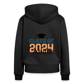 Class Of 2024 Outfit Abi 24 Abitur Hut Abschluss - Frauen Premium Bio Zip Hoodie - Schwarz - Hinten - Julia (174cm)
