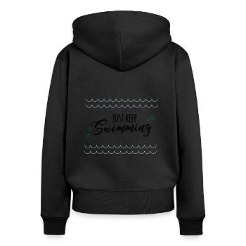 keep swimming - Sweat à capuche zippé Premium bio Femme - noir - Dos - Julia (174cm)