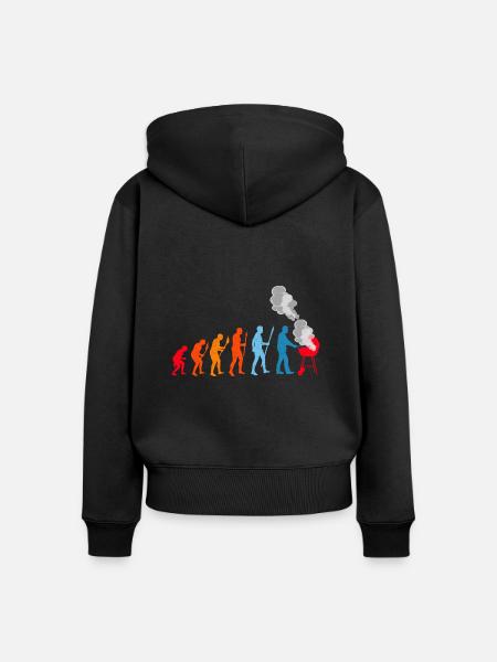 BBQ Evolution Barbecue Fleisch Grillen - Frauen Premium Bio Zip Hoodie - Schwarz