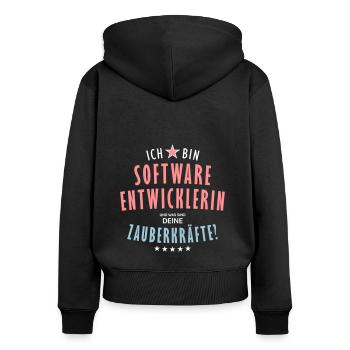Softwareentwicklerin Beruf - Geschenk - Frauen Premium Bio Zip Hoodie - Schwarz - Hinten - Julia (174cm)