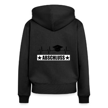 Abschluss - Frauen Premium Bio Zip Hoodie - Schwarz - Hinten - Julia (174cm)