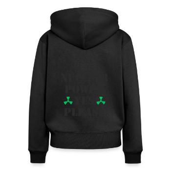Atomkraft, Ja bitte, Kernenergie - Frauen Premium Bio Zip Hoodie - Schwarz - Hinten - Julia (174cm)