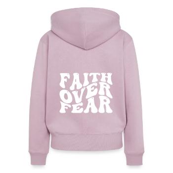 Faith over Fear - Frauen Premium Bio Zip Hoodie - Altrosa - Hinten - Julia (174cm)