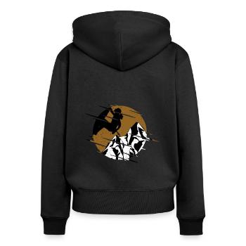 Escalade de bloc - Sweat à capuche zippé Premium bio Femme - noir - Dos - Julia (174cm)