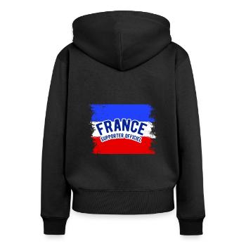 Supporter de France - Frauen Premium Bio Zip Hoodie - Schwarz - Hinten - Julia (174cm)