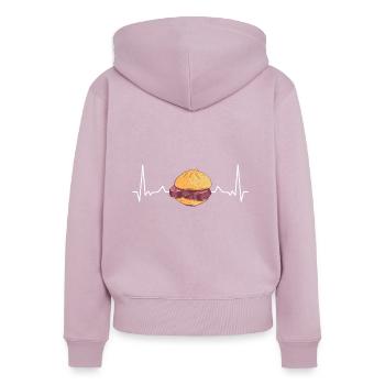 Leberkas Herzschlag Liebe Leberkäse - Sweat à capuche zippé Premium bio Femme - rose poudré - Dos - Julia (174cm)