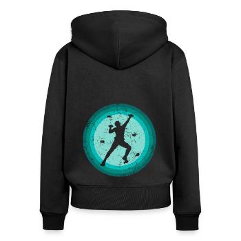 Klettern Bouldern Boulder Kletterer Bergsteiger - Frauen Premium Bio Zip Hoodie - Schwarz - Hinten - Julia (174cm)