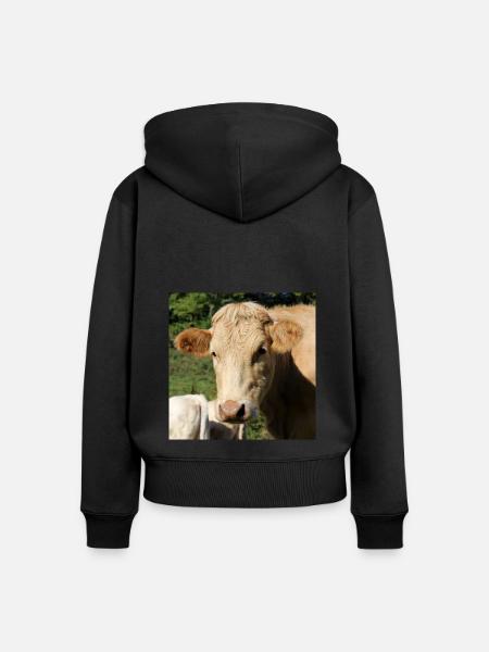 Kuh Poster - Frauen Premium Bio Zip Hoodie - Schwarz