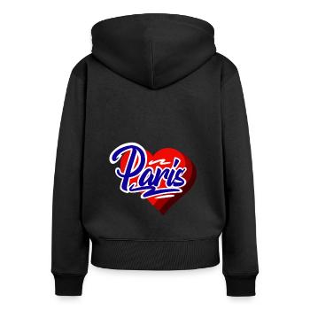 Paris - Sweat à capuche zippé Premium bio Femme - noir - Dos - Julia (174cm)