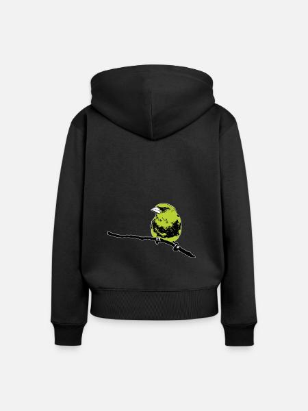 Grünfink modern - Frauen Premium Bio Zip Hoodie - Schwarz