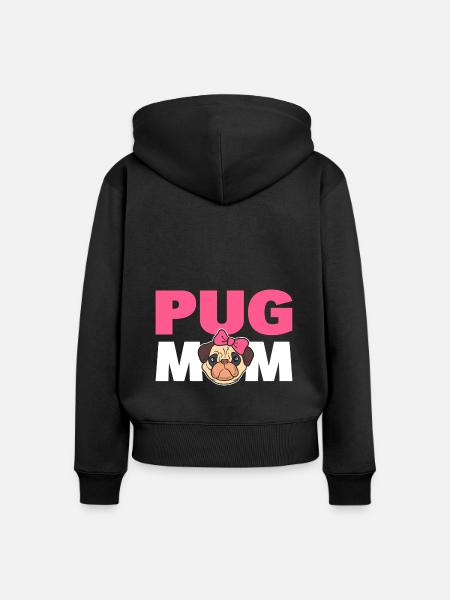 Pug Mom Mops Elternteil - Frauen Premium Bio Zip Hoodie - Schwarz