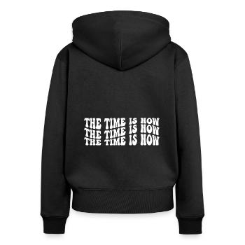 Le temps est venu : l’amour de soi Citation inspirante - Sweat à capuche zippé Premium bio Femme - noir - Dos - Julia (174cm)
