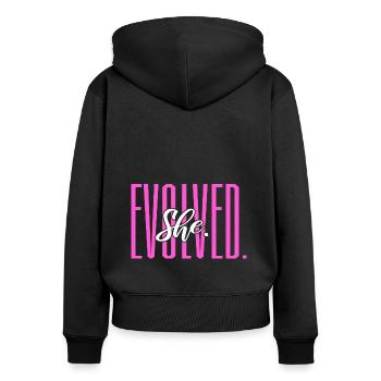 She Evolved Feminist - Frauen Premium Bio Zip Hoodie - Schwarz - Hinten - Julia (174cm)