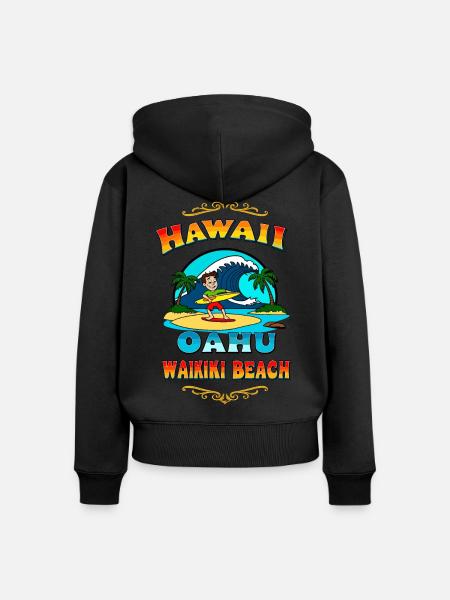 Hawaii Surfer - Frauen Premium Bio Zip Hoodie - Schwarz
