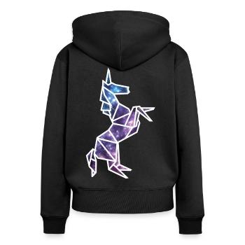 Galaxy Einhorn - Frauen Premium Bio Zip Hoodie - Schwarz - Hinten - Julia (174cm)