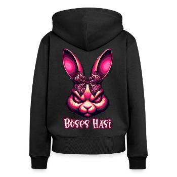 BÖSES HASI – Süß, aber teuflisch! - Frauen Premium Bio Zip Hoodie - Schwarz - Hinten - Julia (174cm)