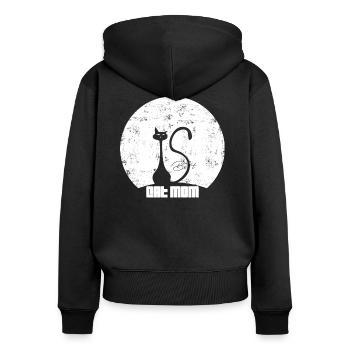 Best CAT MOM - T-shirt félin, sweat à capuche - Sweat à capuche zippé Premium bio Femme - noir - Dos - Julia (174cm)