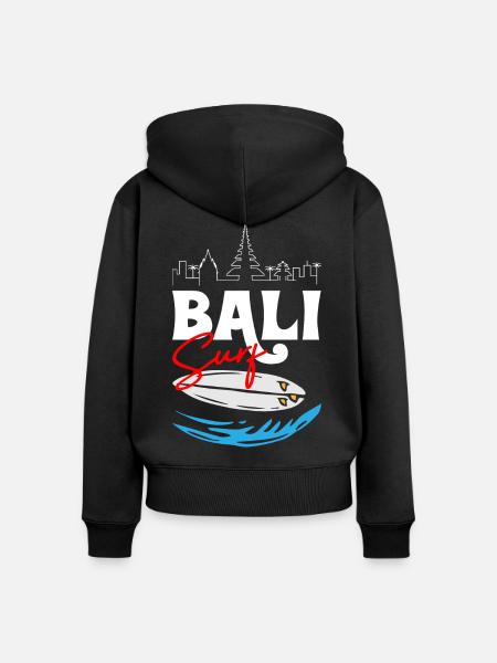 Bali Surfing - Frauen Premium Bio Zip Hoodie - Schwarz