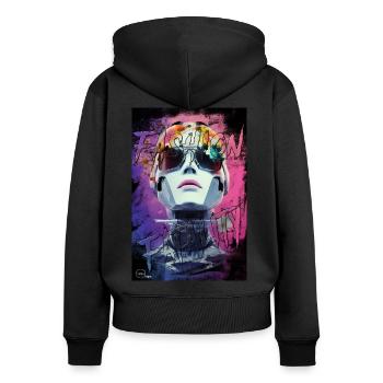 FASHION FATALITY 2 von Yume Origins - Frauen Premium Bio Zip Hoodie - Schwarz - Hinten - Julia (174cm)