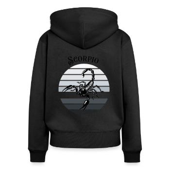 Logo rétro signe astrologique "Scorpion" - Sweat à capuche zippé Premium bio Femme - noir - Dos - Julia (174cm)