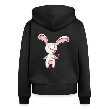 Horror Comic Cartoon Hase - Frauen Premium Bio Zip Hoodie - Schwarz - Hinten - Julia (174cm)