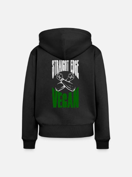 Straight Edge Vegan - Frauen Premium Bio Zip Hoodie - Schwarz