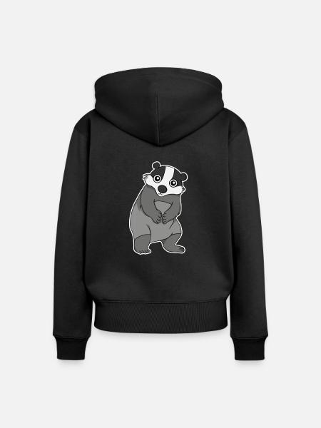 Süßer Dachs Geschenk - Frauen Premium Bio Zip Hoodie - Schwarz
