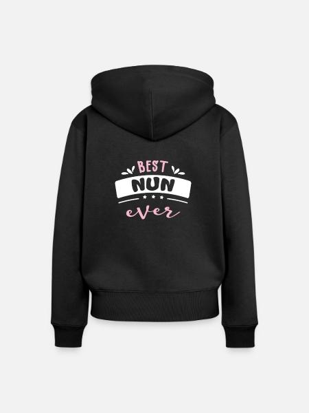 Beste Nonne Geschenk - Frauen Premium Bio Zip Hoodie - Schwarz