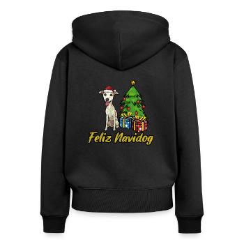 Feliz Navidog Whippet Christmas Gift - Women's Premium Organic Zip Hoodie - black - Back - Julia (174cm)