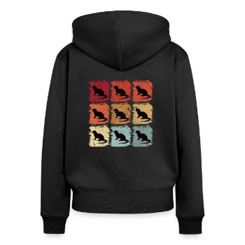 Retro Pop Art Otter Tier Geschenk - Frauen Premium Bio Zip Hoodie - Schwarz - Hinten - Julia (174cm)