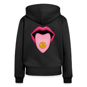 Mund der Weisheit - XTC MDMA Bitcoin - Frauen Premium Bio Zip Hoodie - Schwarz - Hinten - Julia (174cm)