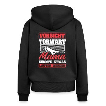 Torwart - Frauen Premium Bio Zip Hoodie - Schwarz - Hinten - Julia (174cm)