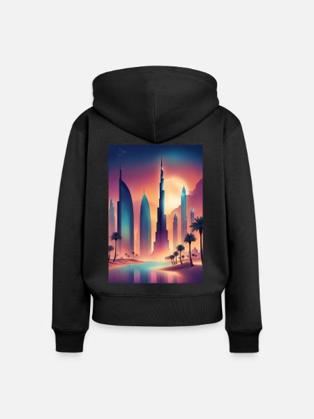 Buntes östliches Stadtbild - Frauen Premium Bio Zip Hoodie - Schwarz