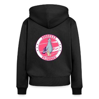 Majeur flamant rose Ruhrpott - Sweat à capuche zippé Premium bio Femme - noir - Dos - Julia (174cm)