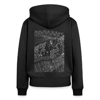 Connecté - grimpeur - Sweat à capuche zippé Premium bio Femme - noir - Dos - Julia (174cm)