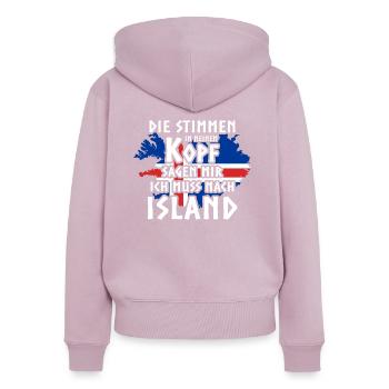 Island / Iceland - Frauen Premium Bio Zip Hoodie - Altrosa - Hinten - Julia (174cm)