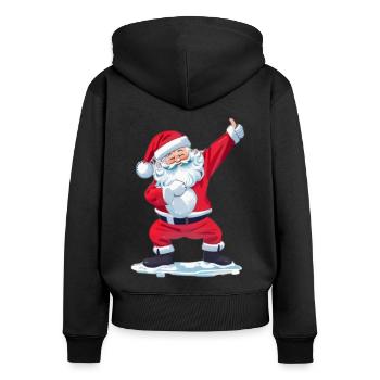 funny santa claus dab - Sweat à capuche zippé Premium bio Femme - noir - Dos - Julia (174cm)