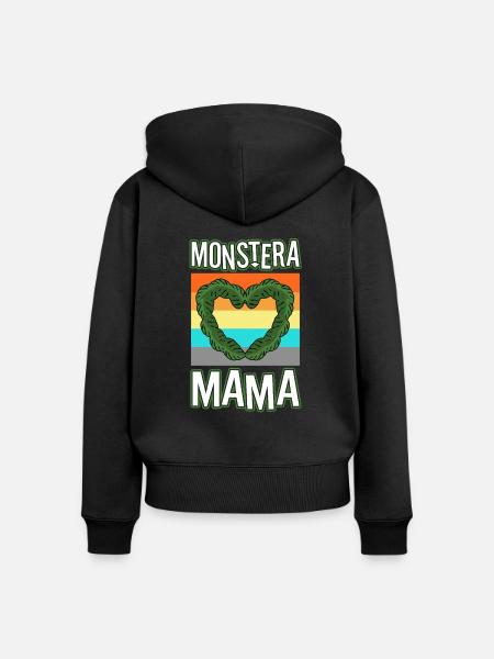 Monstera Mama - Frauen Premium Bio Zip Hoodie - Schwarz
