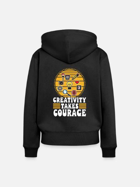 Creativity Takes Courage - Frauen Premium Bio Zip Hoodie - Schwarz
