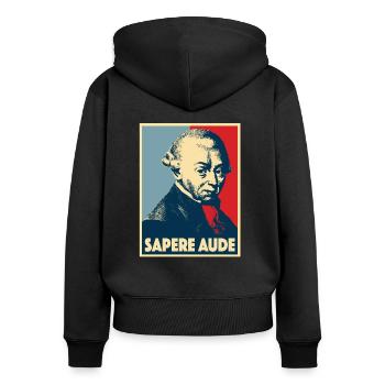 SAPERE AUDE - IMMANUEL KANT - Frauen Premium Bio Zip Hoodie - Schwarz - Hinten - Julia (174cm)