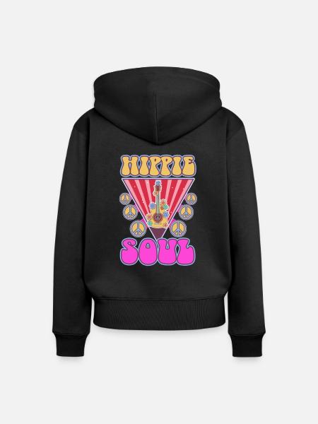 Hippie Soul - Frauen Premium Bio Zip Hoodie - Schwarz